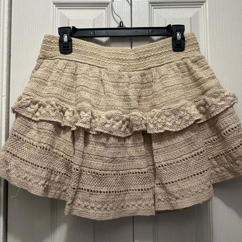 Aerie Lace Ruffle Mini Skirt -‎ Sandalwood
